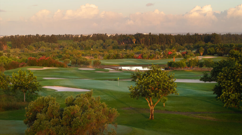 Fairway with bunkers and trees in background at Quinta da Ria Golf Course