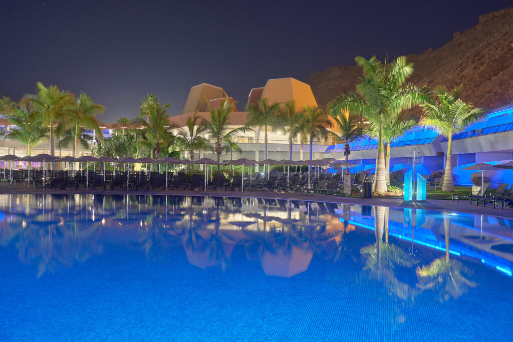 Outdoor pool at Radisson Blu Resort & Spa Gran Canaria Mogan at night