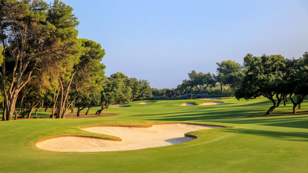 Bunkers on fairway at Real Club Valderrama Golf Course