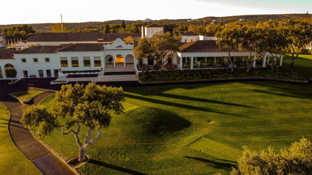 Fairway with clubhouse at Real Club Valderrama Golf Course