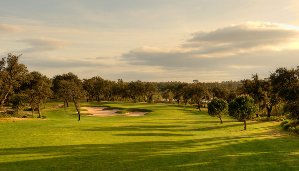 Fairway with bunker and trees around at Ribagolfe Lakes Golf Course