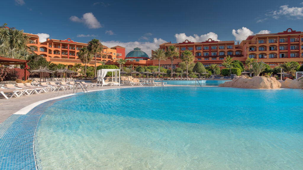 Sheraton Fuerteventura Beach Golf and Spa Resort swimming pool with loungers