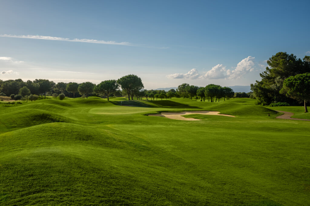 Fairway with bunkers and trees around at Son Antem - West Course