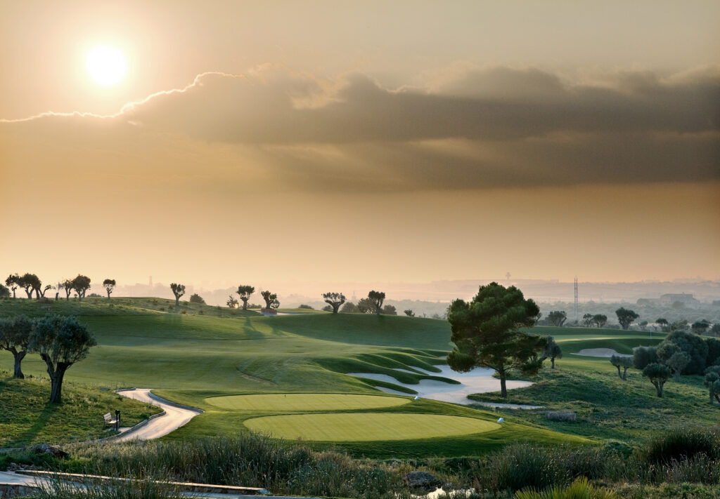 Fairway with bunkers and trees around at Son Gual Golf Course