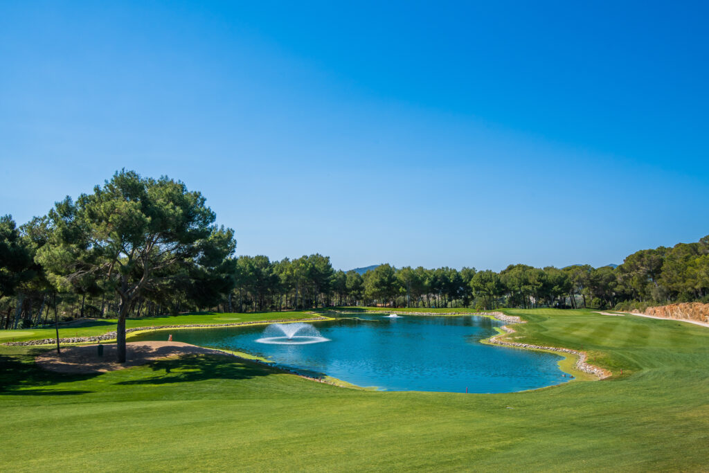 Lake on fairway with trees around at Son Servera Golf Course