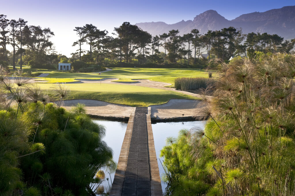 Bridge over water hazard at Steenberg Hotel