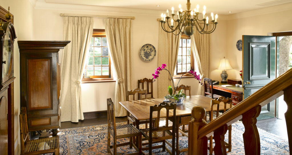 Indoor dining table at Steenberg Hotel