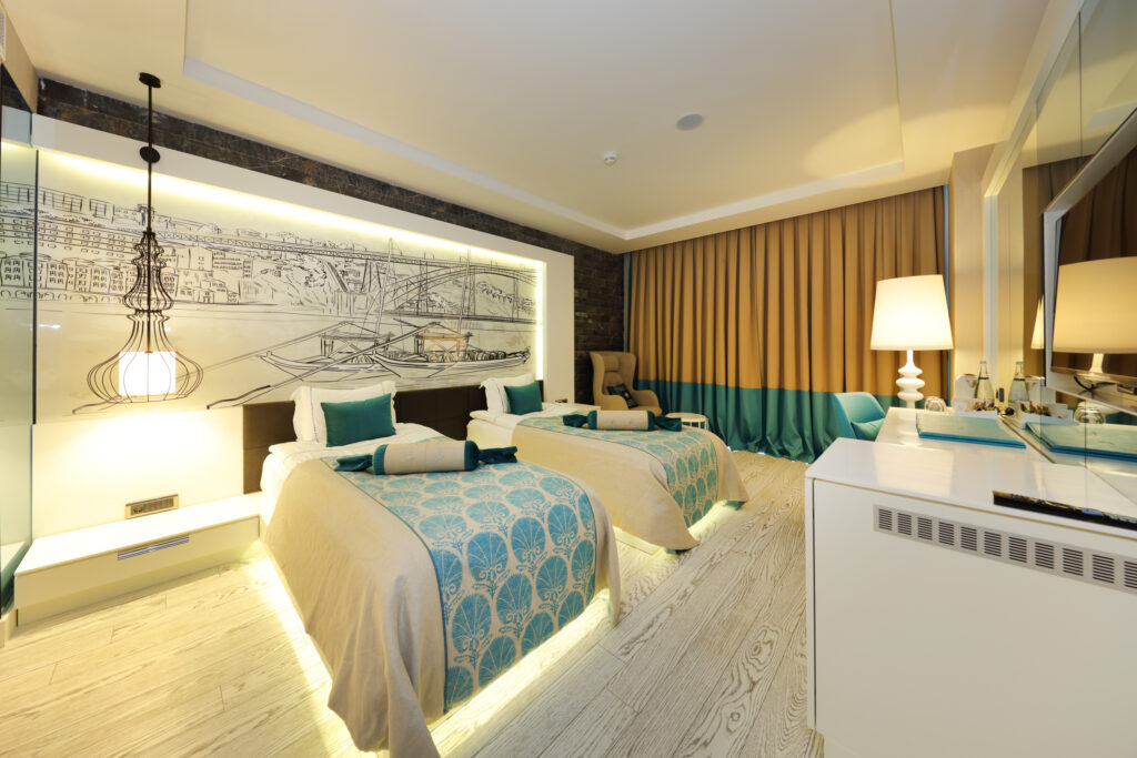 Twin bed accommodation at Sueno Hotels Deluxe Belek