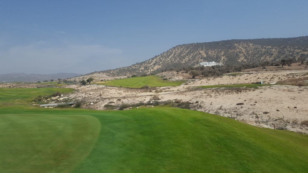 Fairway at Golf Taghazout with hills around