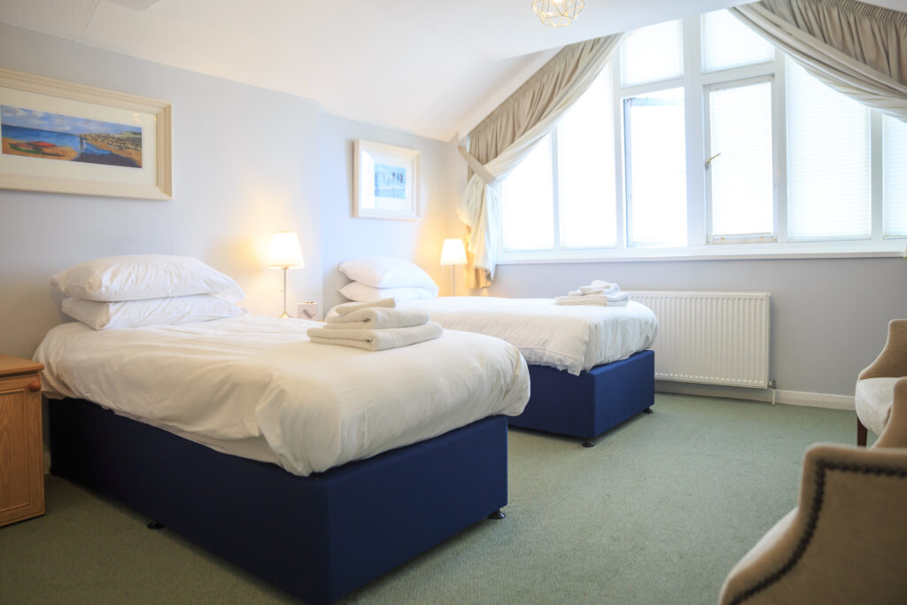 Twin bed accommodation at The Dormy at Royal Porthcawl