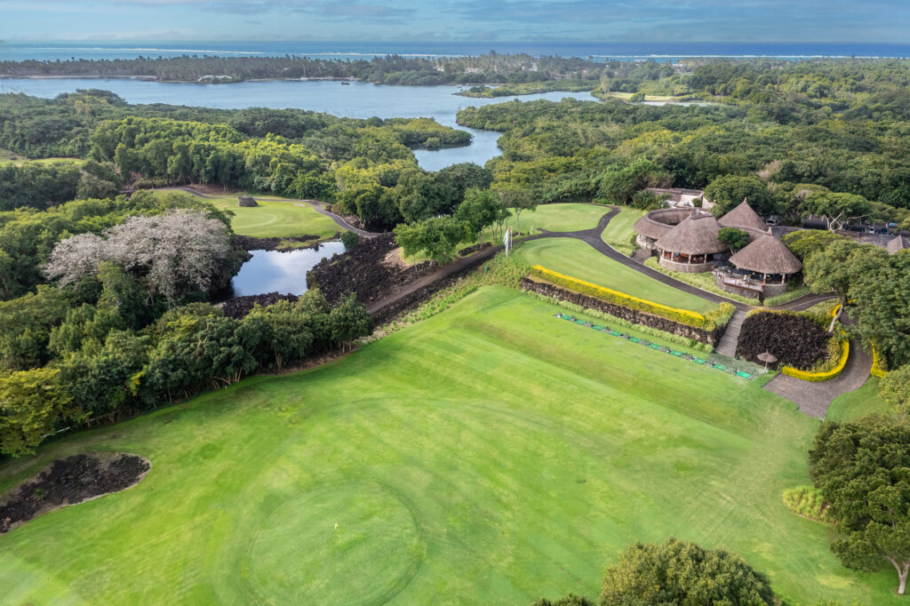 Aerial view of fairway at The Links Golf Course with ocean in view