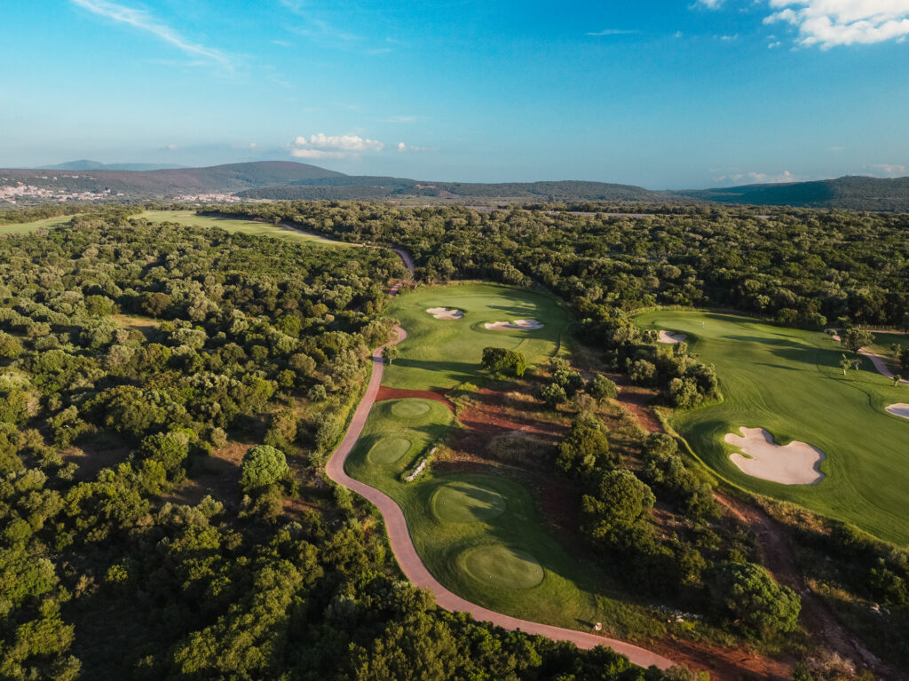 ariel view over the Olympic Academy Course at Costa Navarino