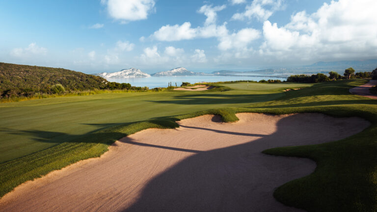 bunker and sea view from the International Olympic Academy Course