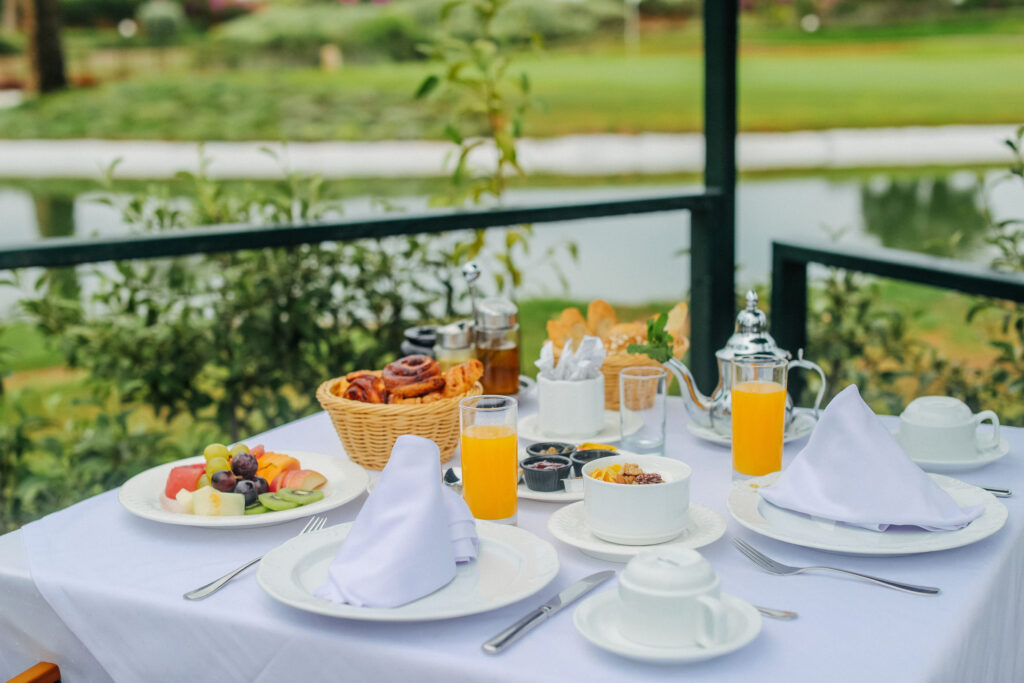 Outdoor breakfast dining at Tikida Golf Palace