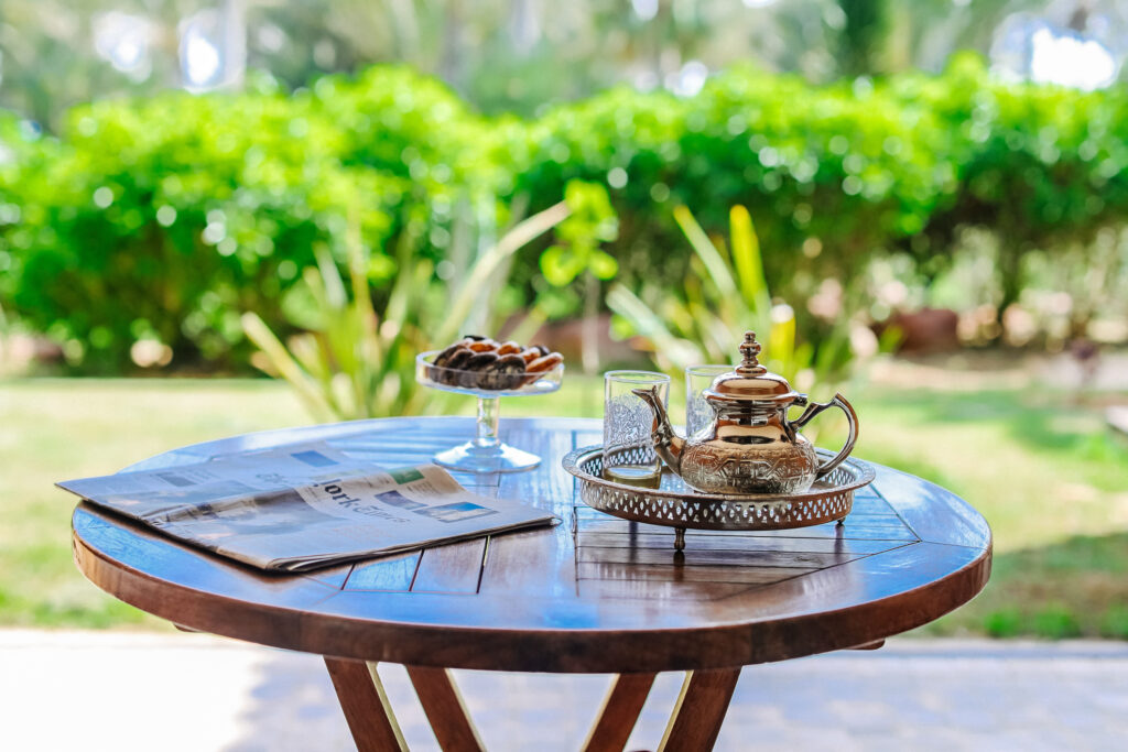 Tea table outdoors at Tikida Golf Palace