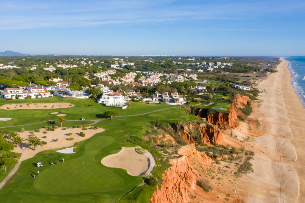 Aerial view of Vale do Lobo Royal Golf Course with beach