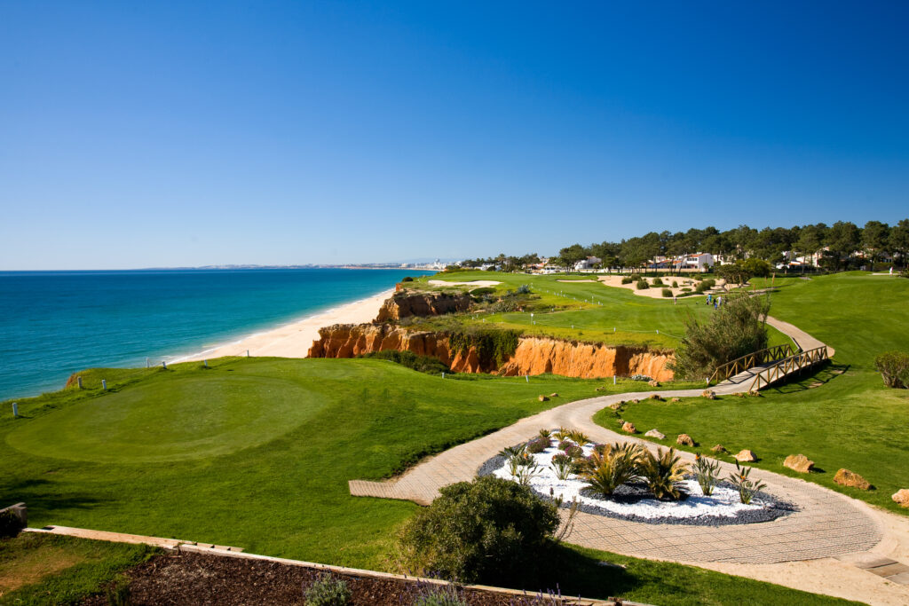 Fairway at Vale do Lobo Royal Golf Course on cliff top with ocean view