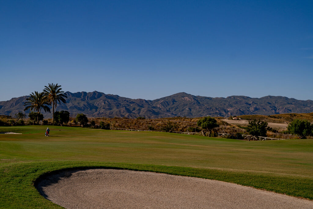 Bunker on fairway at Valle Del Este Golf Course