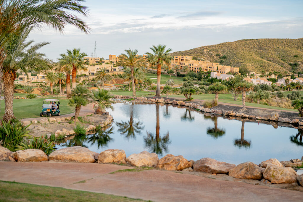 Lake on the Valle Del Este Golf Course with buggy in background