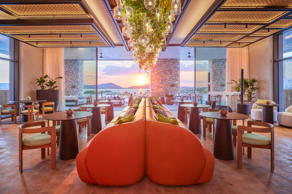 Indoor seating at W Costa Navarino