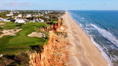 picture of golf courses and beach in vale do lobo town in portugal