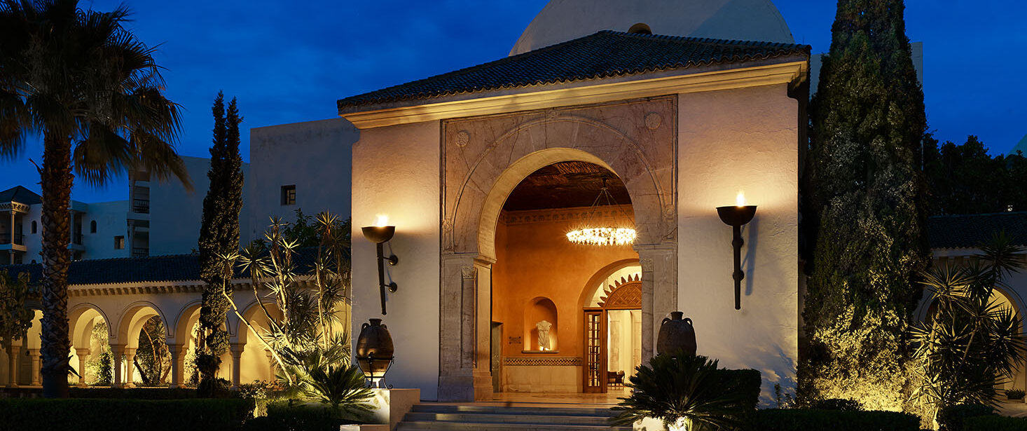 The Residence Tunis front entrance. A golf holiday hotel in Tunisia.
