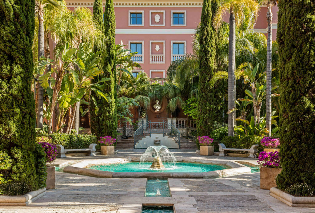 Fountain and gardens at Anantara Villa Padierna Palace Benahavis Marbella Resort