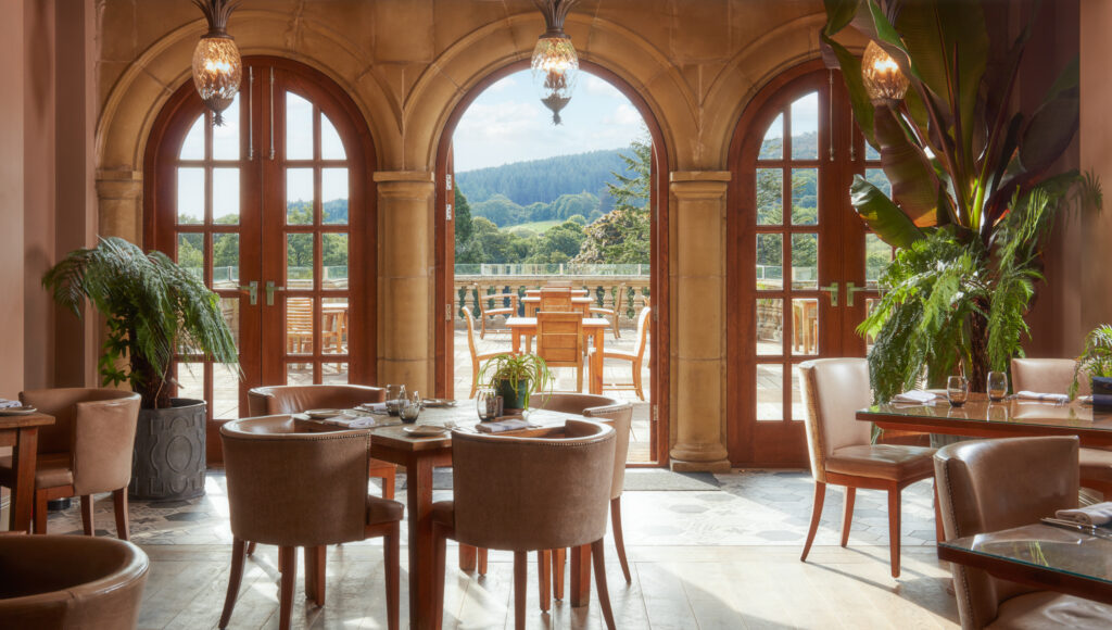 Indoor dining at Bovey Castle