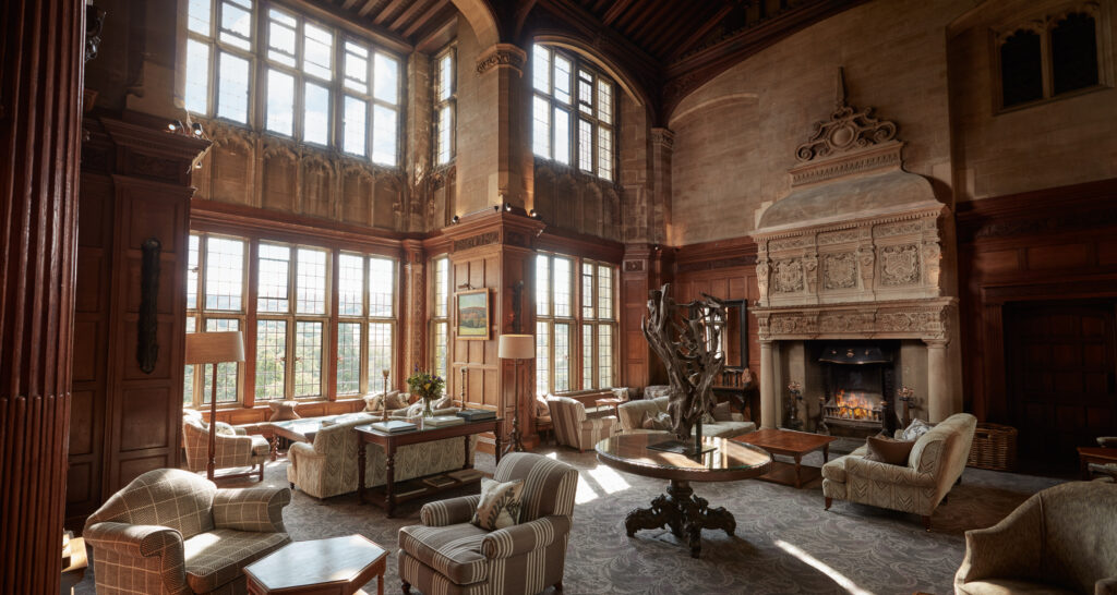 Indoor lounge area at Bovey Castle