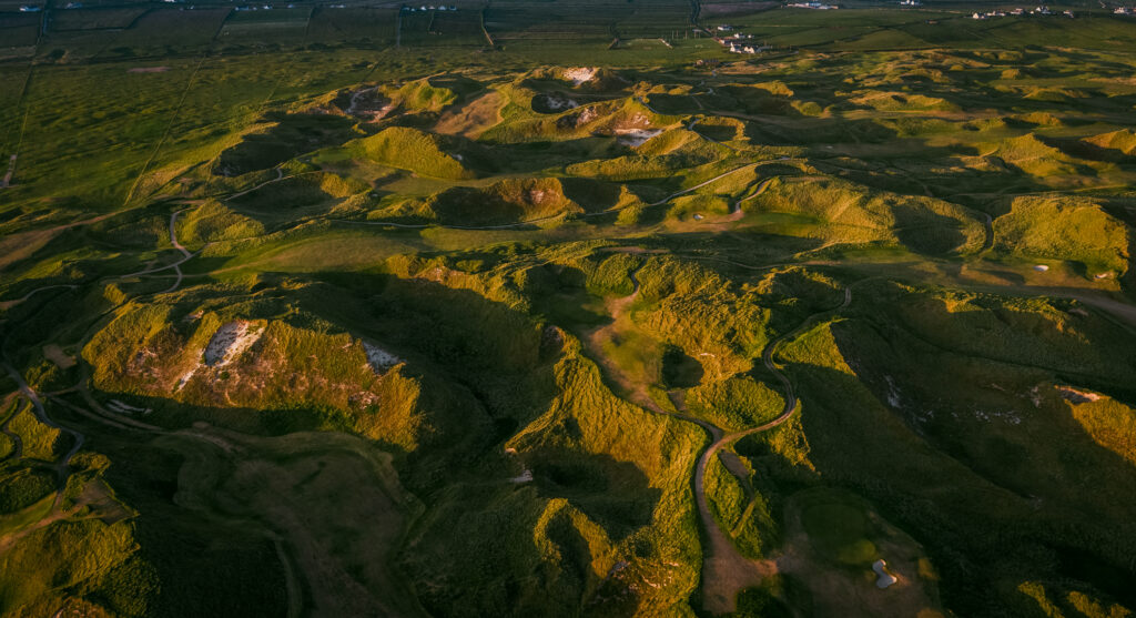 Aerial view of the fairway at Carne Golf Links