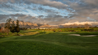 Hole with bunker at De Zalze Winelands Golf Estate