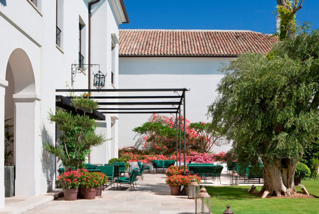 Outdoor seating area at Finca Cortesin Hotel, Golf & Spa