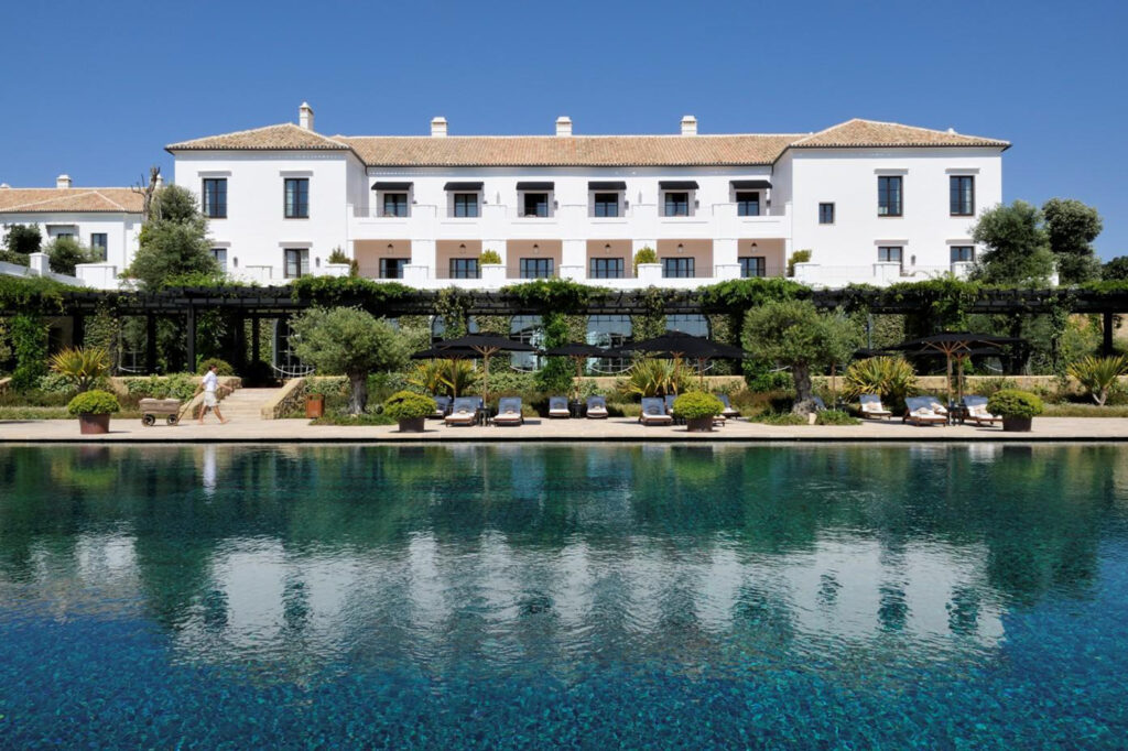 Exterior of Finca Cortesin Hotel, Golf & Spa with the outdoor pool