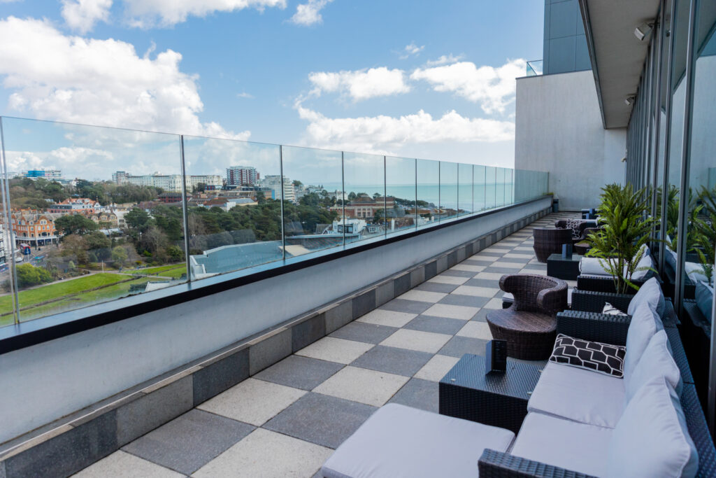 Balcony with seating at Hilton Bournemouth