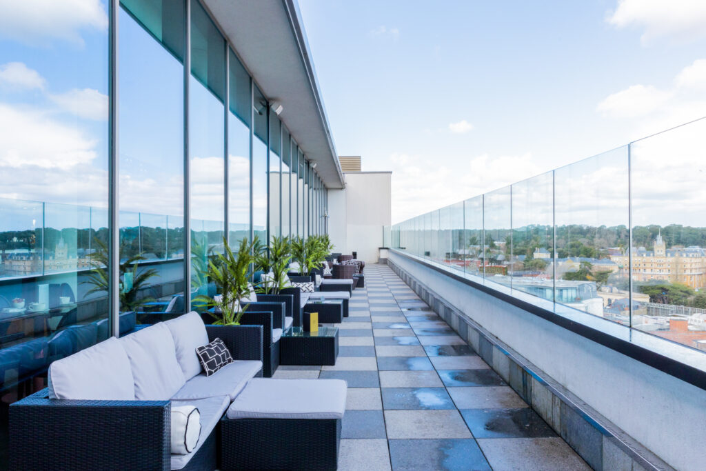 Balcony with seating at Hilton Bournemouth