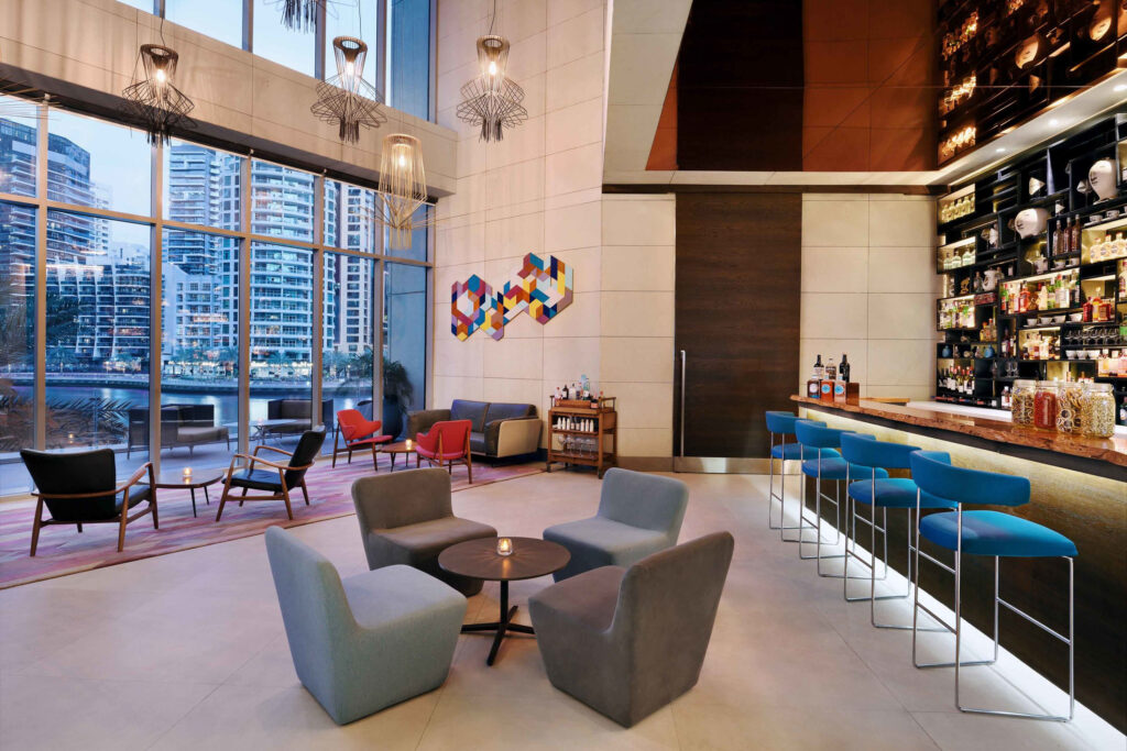 Indoor bar at Intercontinental Dubai Marina