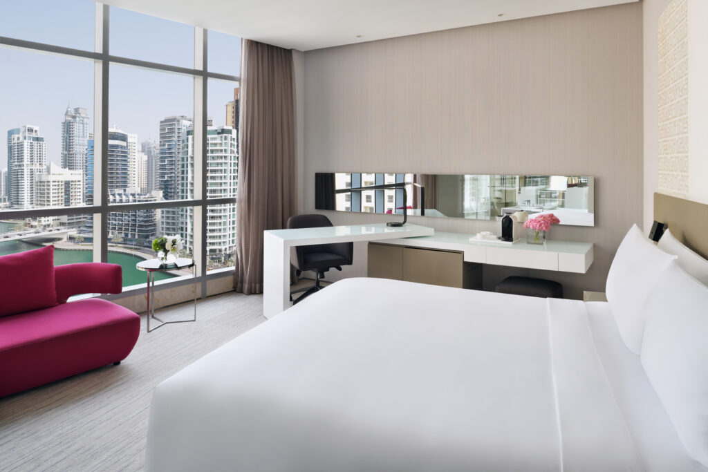 Double bed accommodation at Intercontinental Dubai Marina