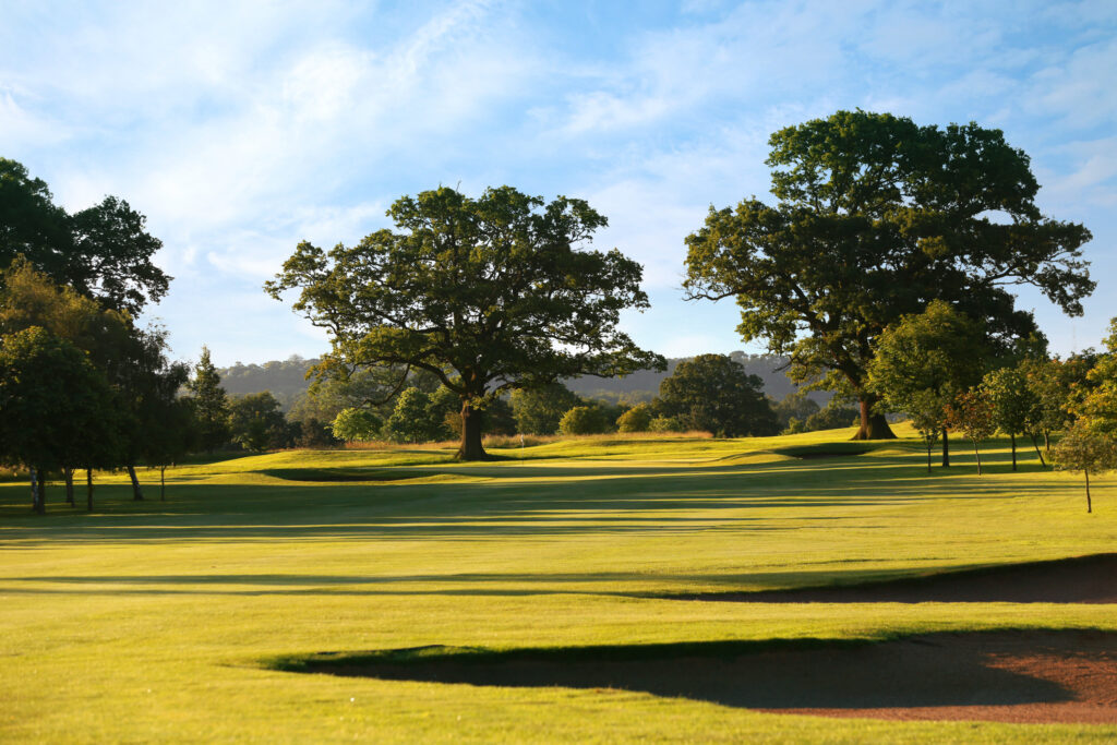 Fairway with bunkers with trees around at Belton Woods - Lakes Course