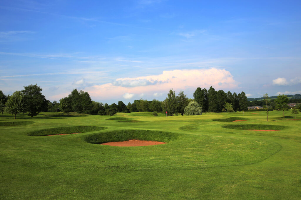 Bunkers on fairway at Belton Woods - Woodside Course with trees around