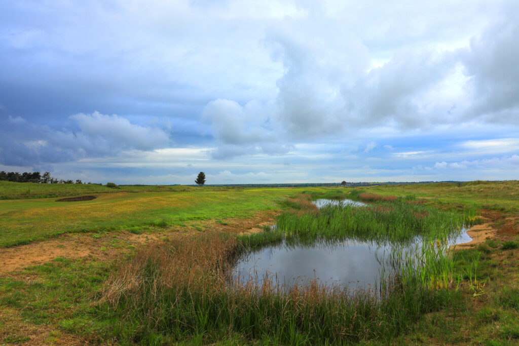 Water hazard on fairway at Prince's Golf Club