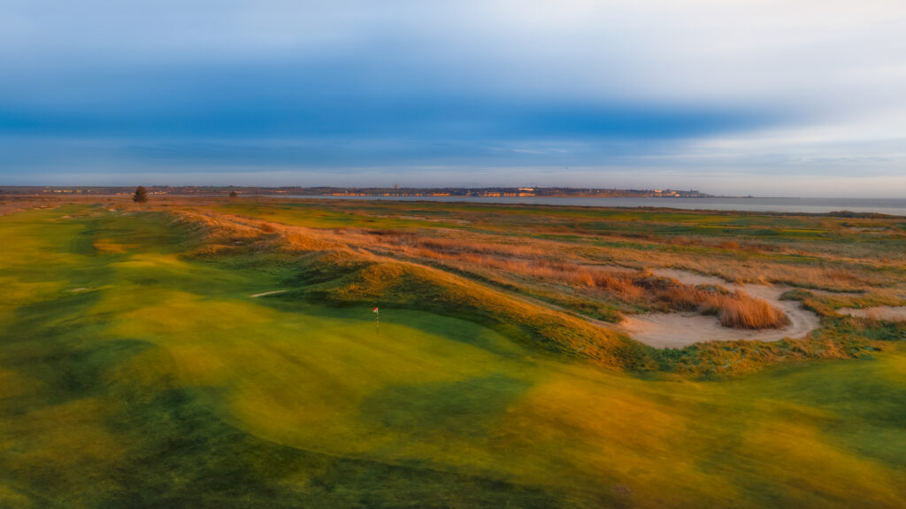 Aerial view of hole on fairway at Prince's Golf Club