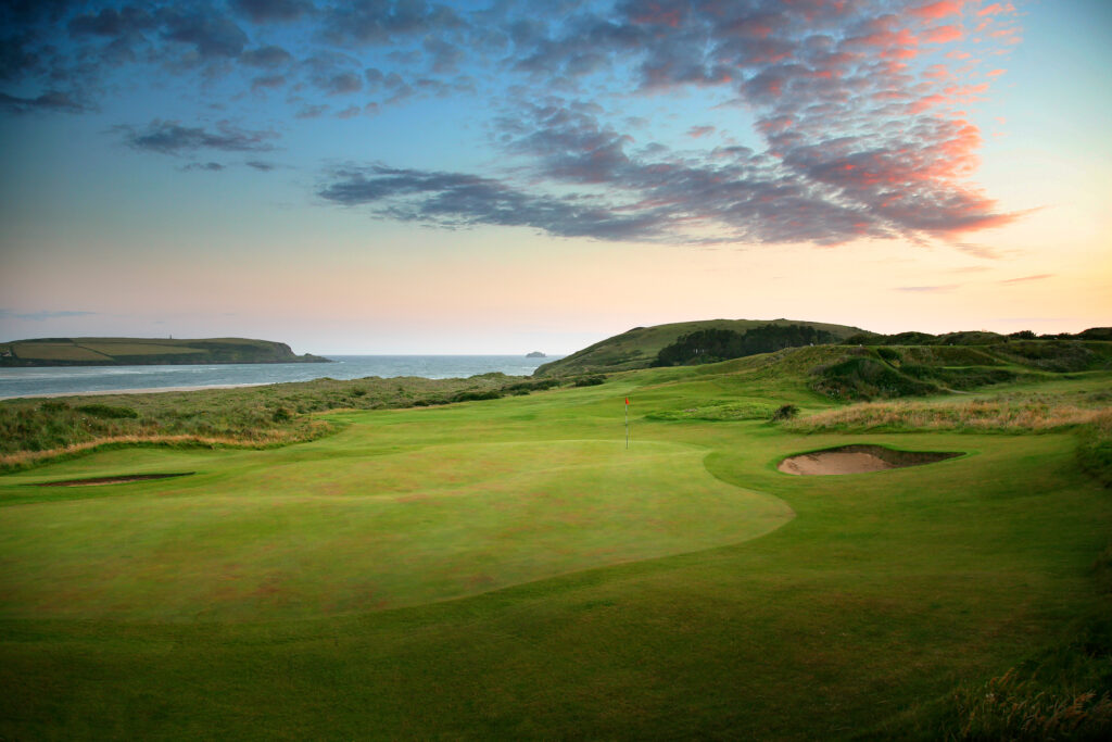 Hole with red flag at St Enodoc Golf Club - Church Course