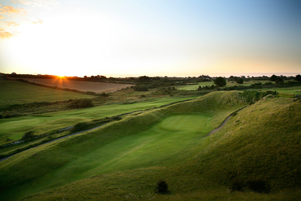 Fairway with sunsetting in background at St Enodoc Golf Club - Church Course