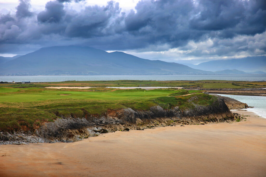 Beach at Tralee Golf Club with fairway in background