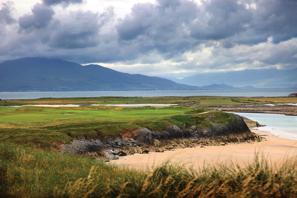 Beach at Tralee Golf Club with fairway in background