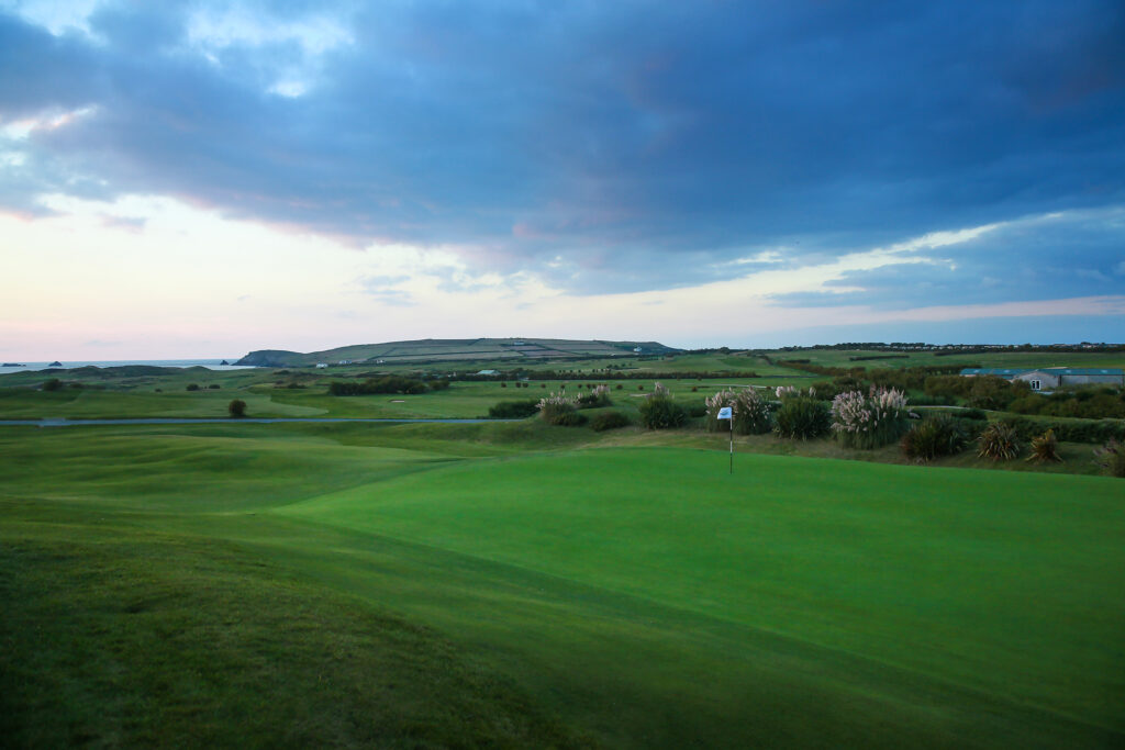 Fairway with hole with white flag at Championship Course at Trevose Golf & Country Club