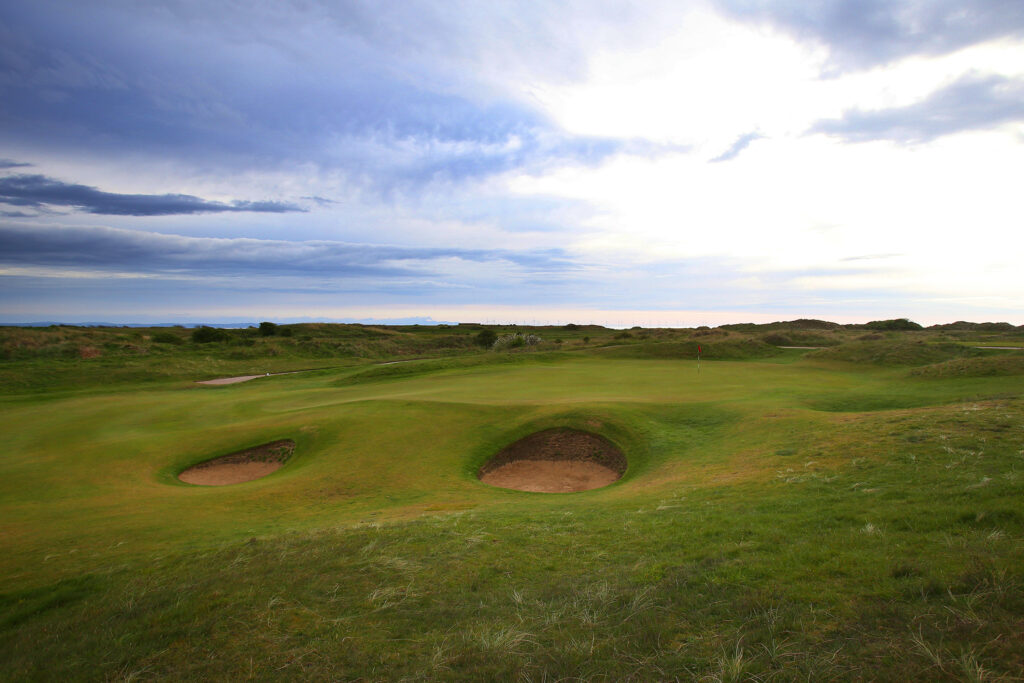 Hole with bunkers at West Lancashire Golf Club