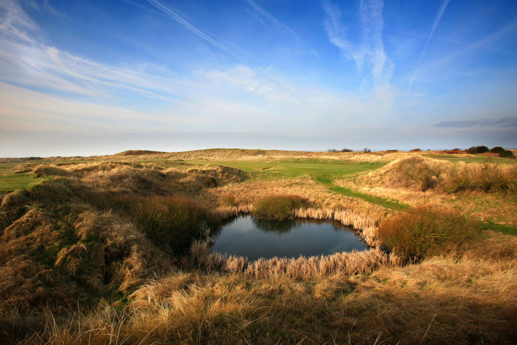 Fairway with water hazard at West Lancashire Golf Club