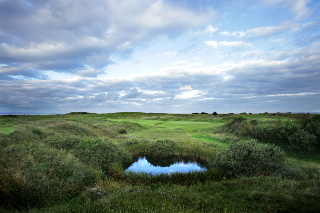 Fairway with water hazard at West Lancashire Golf Club