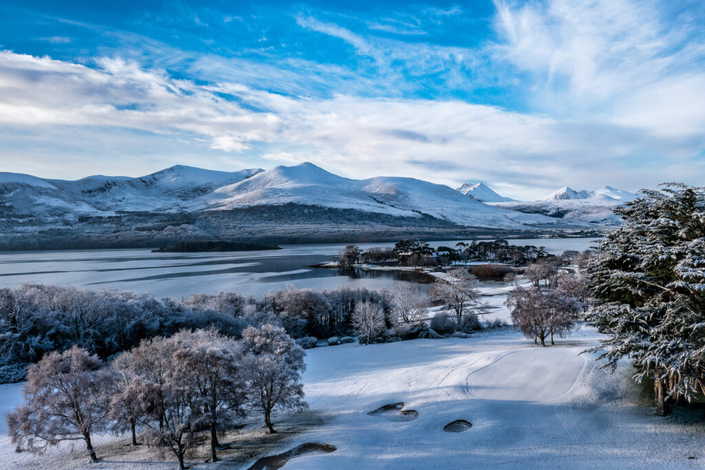 Killarney Golf & Fishing Club - Killeen Course during winter and covered in snow